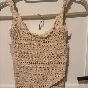 Elegant Crochet Beige Dress